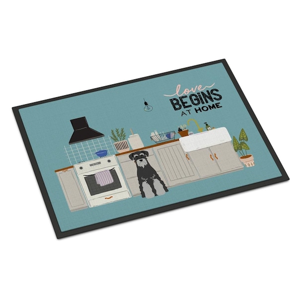 Carolines Treasures 24 x 36 in. Black Grey Standard Schnauzer Kitchen Scene Indoor or Outdoor Mat CK7738JMAT - main